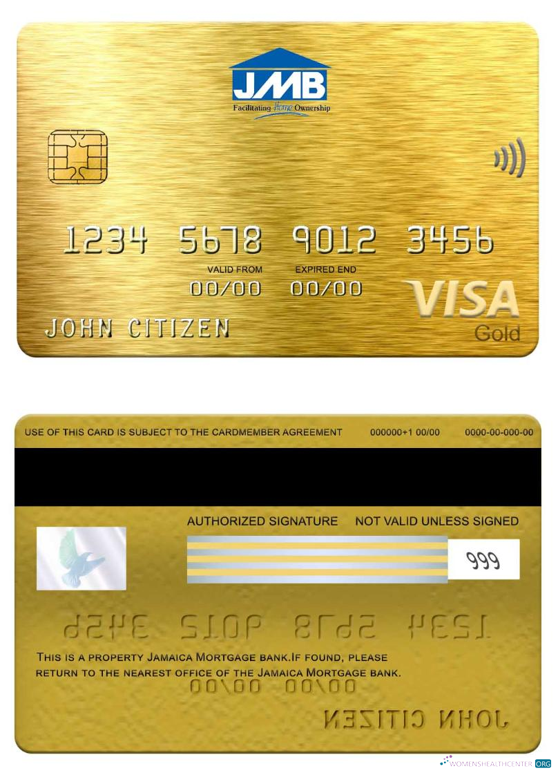 Download Jamaica Mortgage bank visa gold card Photoshop template